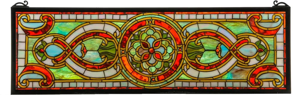 11"H x 35"W Evelyn in Topaz Transom Stained Glass Window