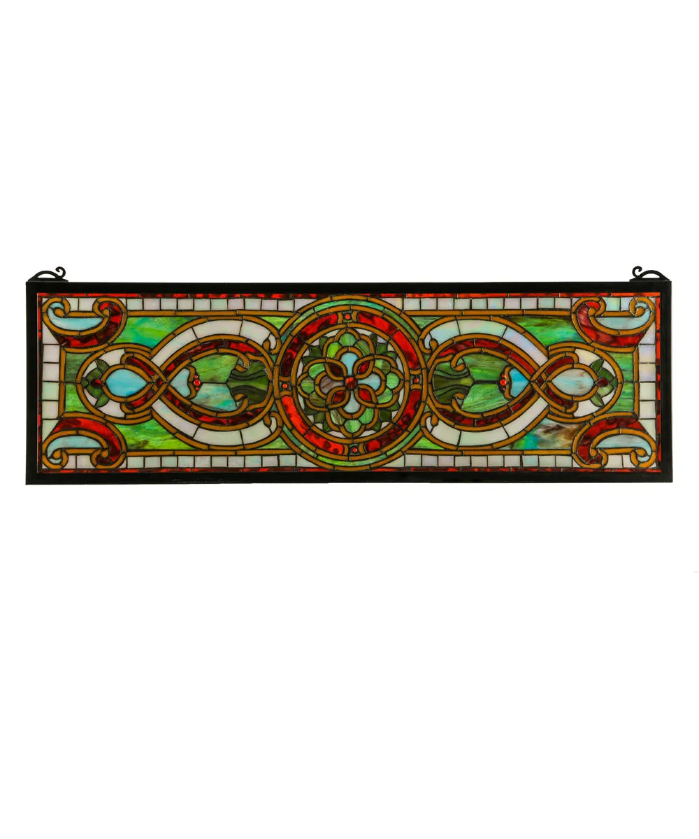 11"H x 35"W Evelyn in Topaz Transom Stained Glass Window