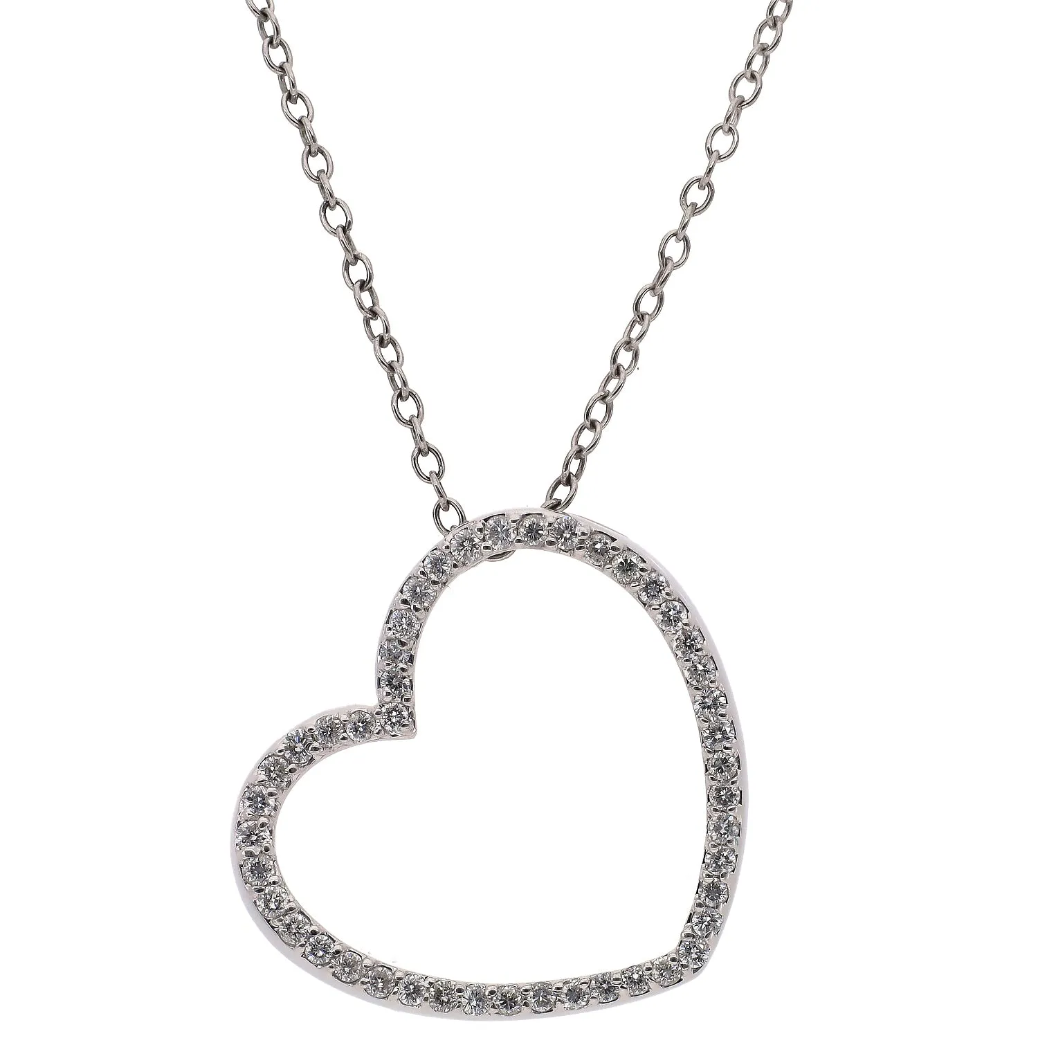 18K White Gold Diamond Heart Pendant