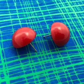 Brick Red Retro Button Studs Lucite Earrings