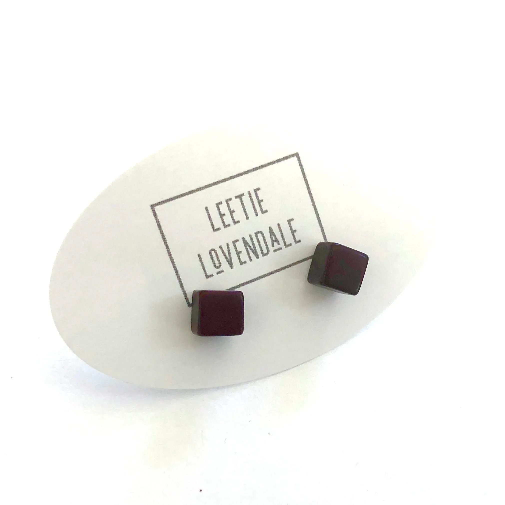 Dark Rootbeer Mini Cube Stud Earrings