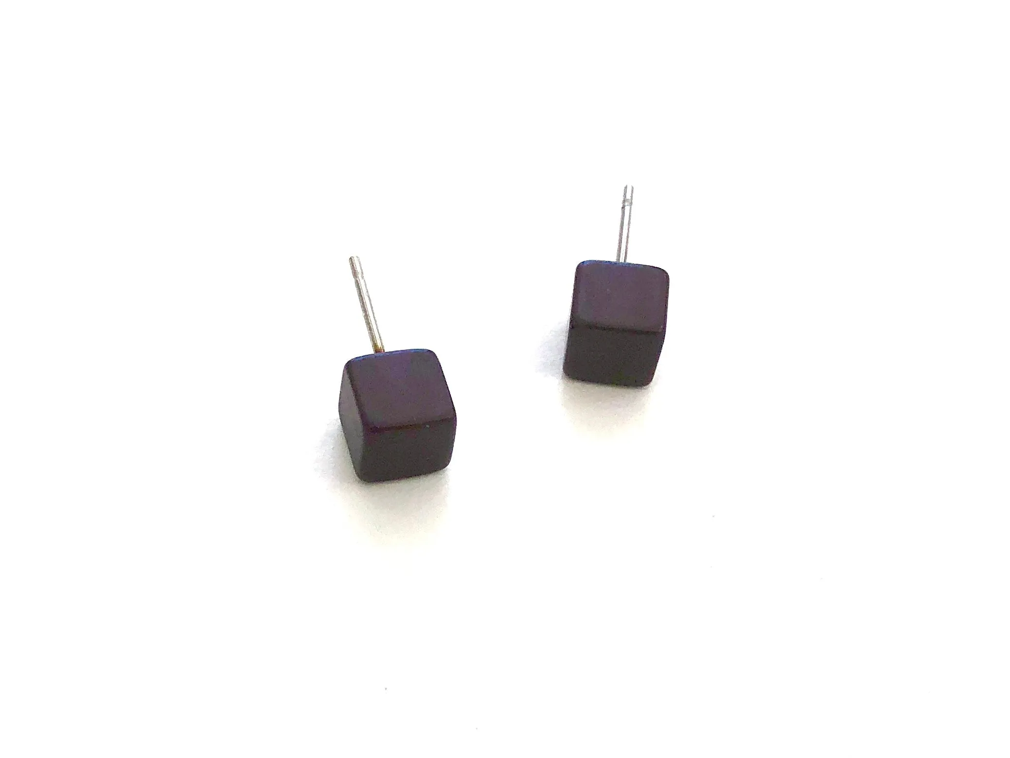 Dark Rootbeer Mini Cube Stud Earrings