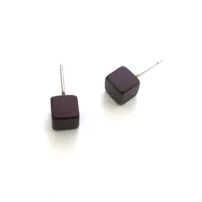 Dark Rootbeer Mini Cube Stud Earrings