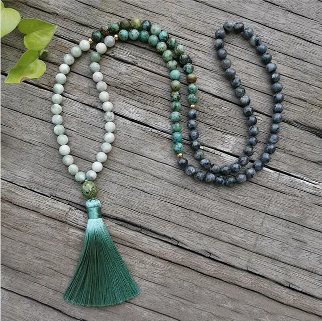 Lucky Jade & Turquoise Mala Bracelet/Necklace/Set