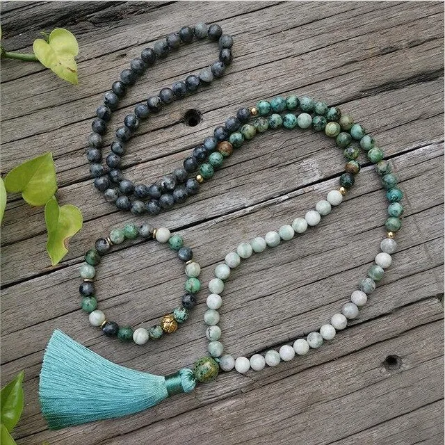 Lucky Jade & Turquoise Mala Bracelet/Necklace/Set