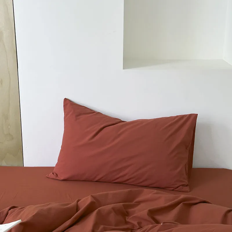 Modern Washed Cotton Bedding Set / Brown