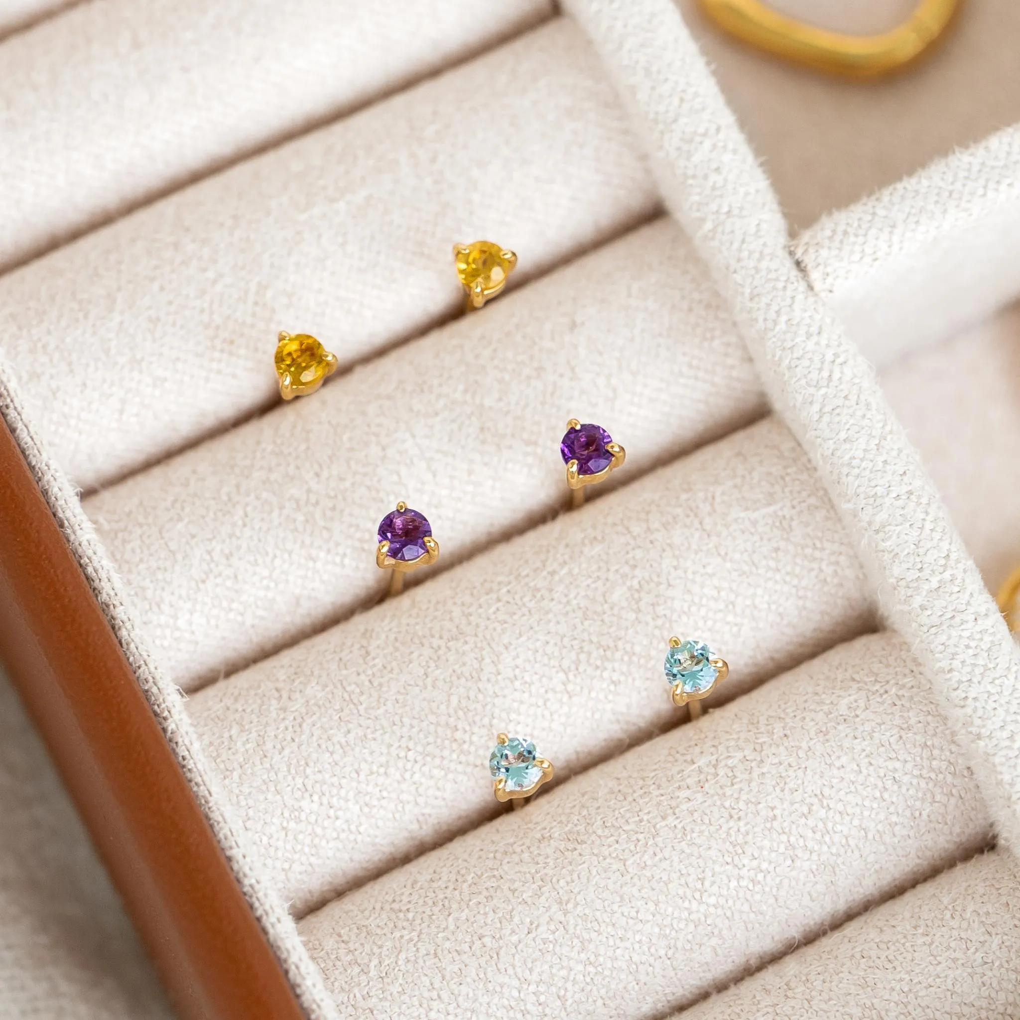 November Birthstone Stud Earrings 14k Gold - Citrine