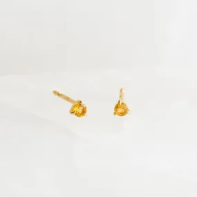 November Birthstone Stud Earrings 14k Gold - Citrine