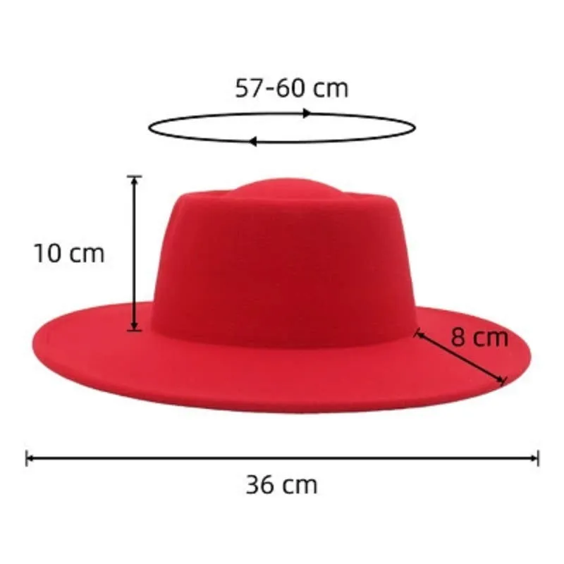 Retro Fedora 8cm Wide Brim Solid Color Concave-convex Dome Woolen Hat