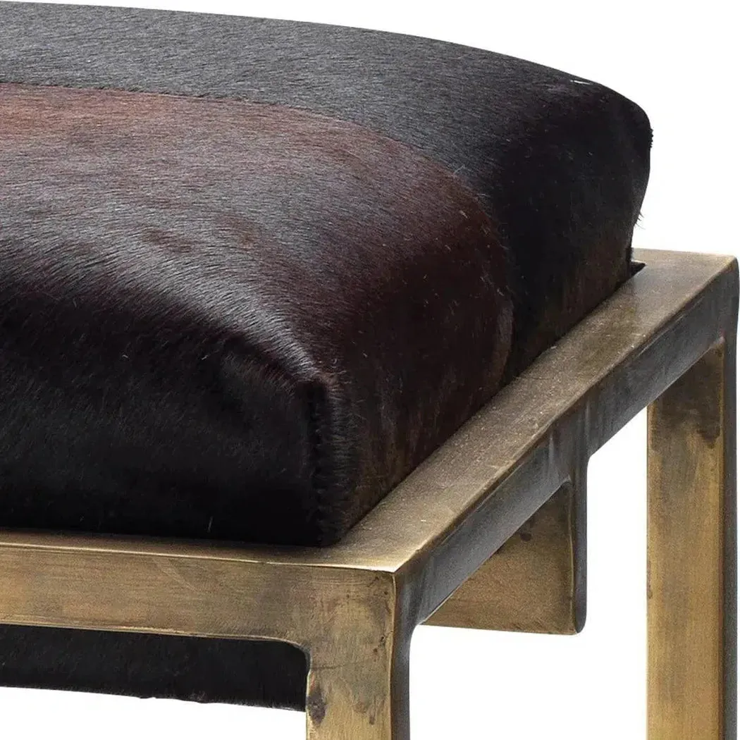 Shelby Brown Cowhide Gold Frame Shelby Bench