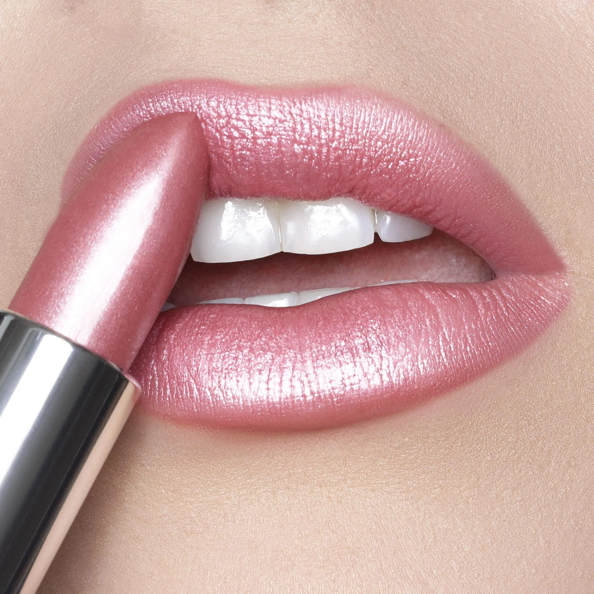 Trophy Wife Crème | A Frosted Pale Pastel Pink with Silver Shimmer Lipstick